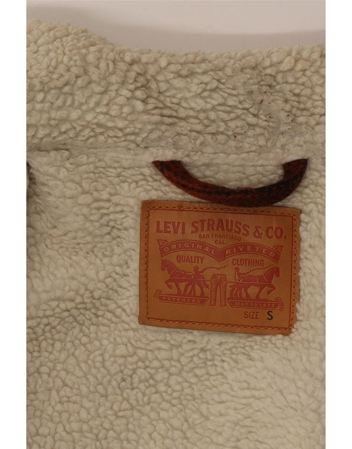 Levi's Mens Sherpa Jacket UK 36 Small Brown Check Polyester