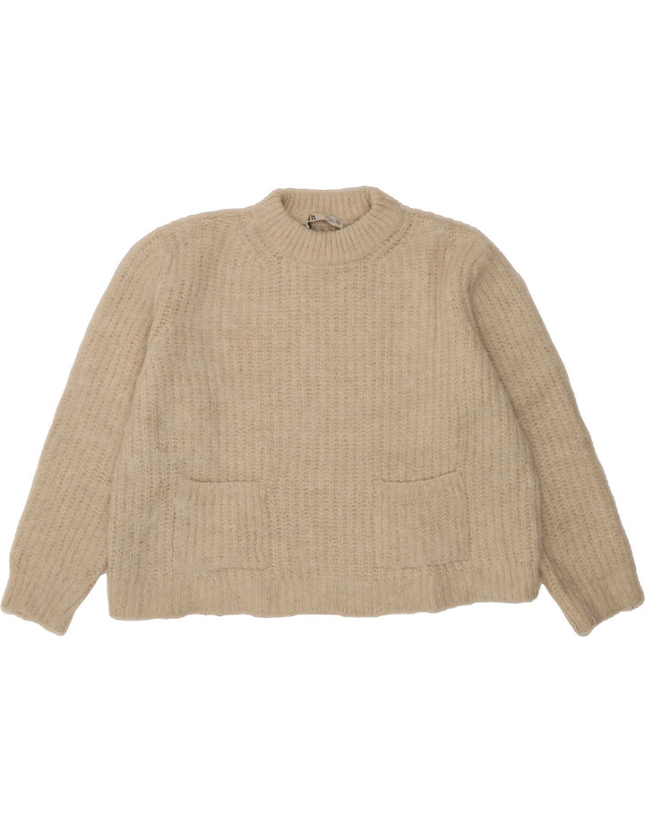 ZARA Womens Oversized Crew Neck Jumper Sweater UK 10 Small Off White Vintage Zara and Second-Hand Zara from Messina Hembry 