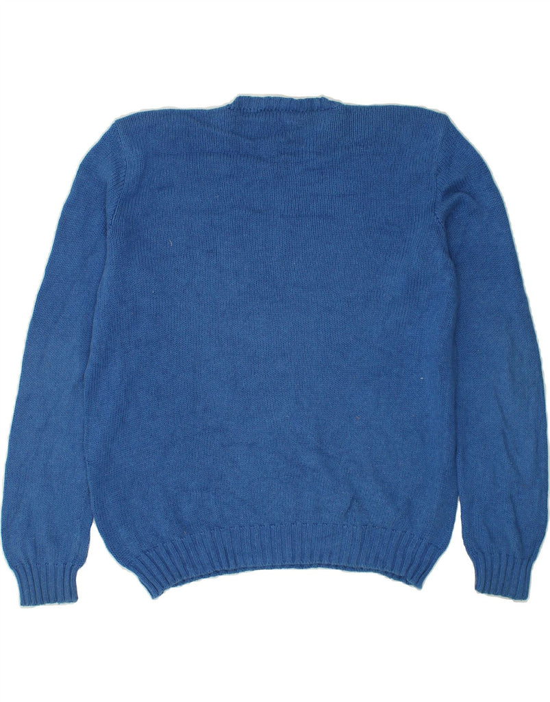 POLO RALPH LAUREN Mens Crew Neck Jumper Sweater Medium Blue Cotton | Vintage Polo Ralph Lauren | Thrift | Second-Hand Polo Ralph Lauren | Used Clothing | Messina Hembry 
