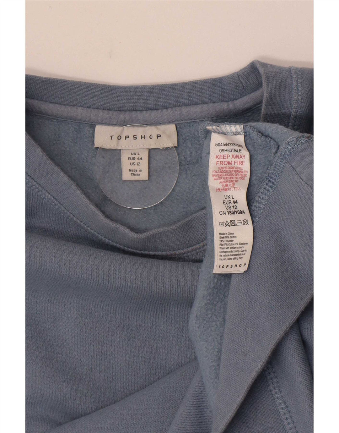 Topshop Womens Oversized Sweatshirt Jumper UK 16 Large Blue Cotton