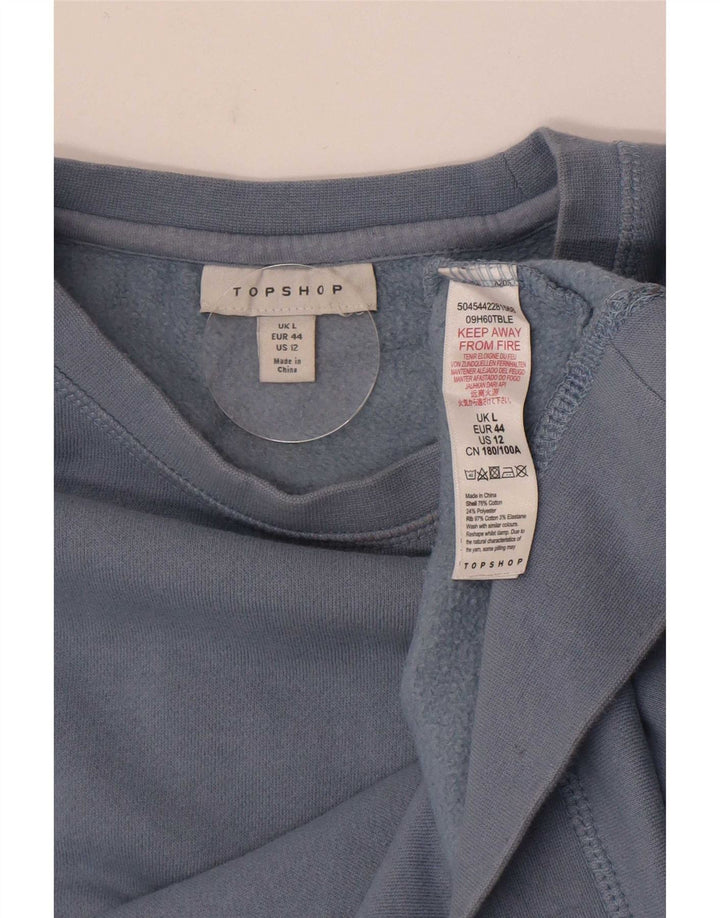 Topshop Womens Oversized Sweatshirt Jumper UK 16 Large Blue Cotton