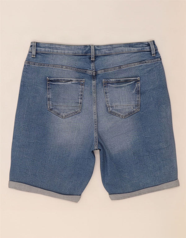 Marks & Spencer Mens Denim Shorts UK 14 Medium W32 Blue Cotton