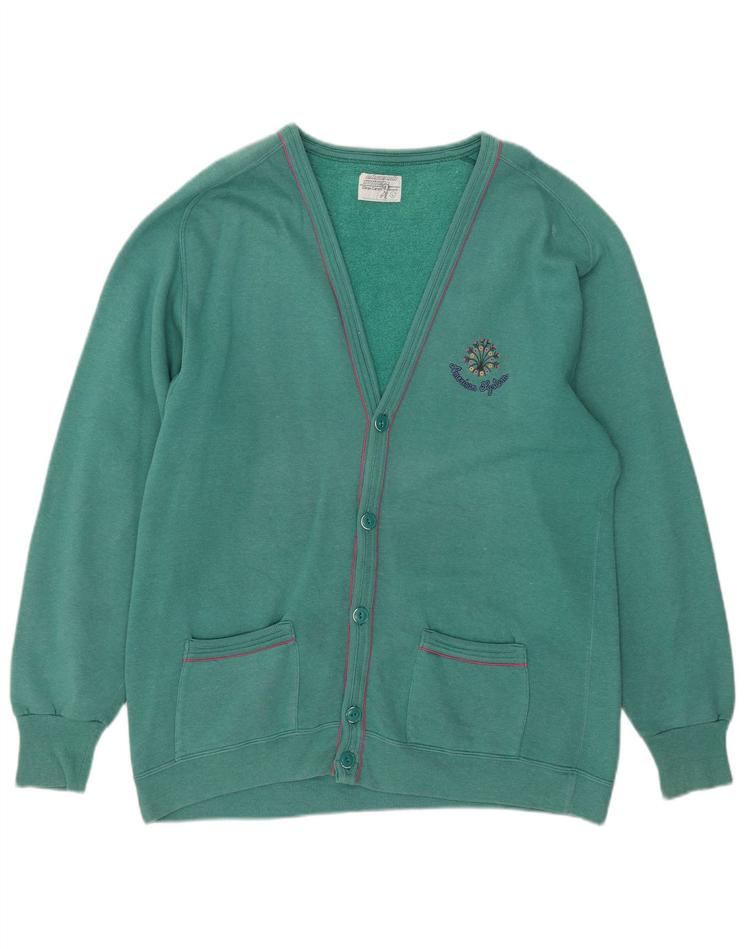 American System Mens Tracksuit Top Jacket Large Green Cotton