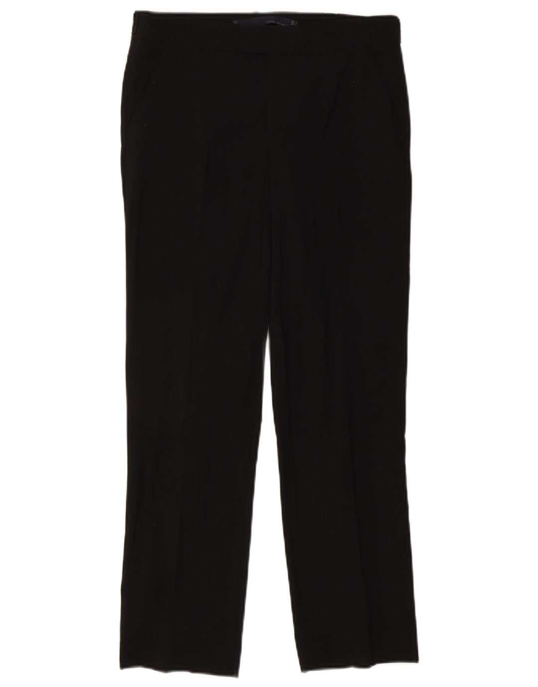 Zara Womens Straight Suit Trousers Small W26 L26 Black Wool