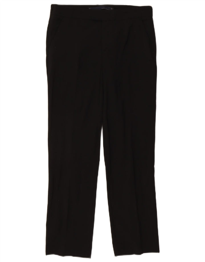Zara Womens Straight Suit Trousers Small W26 L26 Black Wool