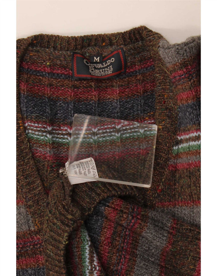 Osvaldo Bruni Mens Vest Tank Top Medium Multicoloured Striped Wool