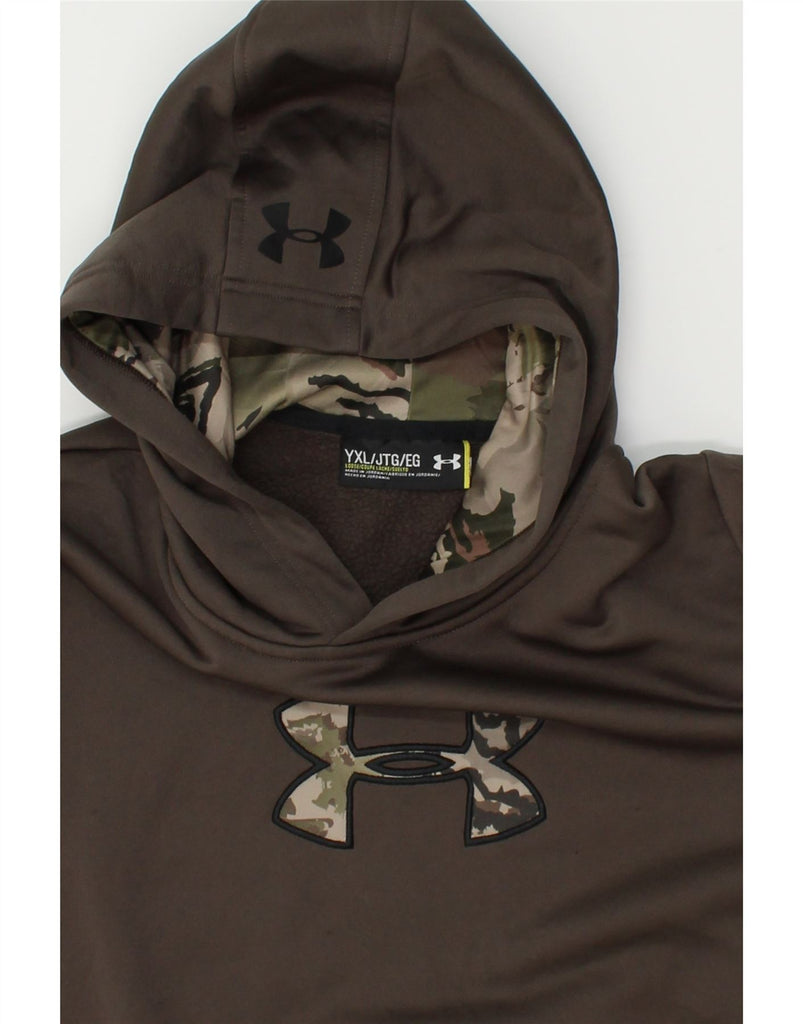 UNDER ARMOUR Boys Graphic Hoodie Jumper 15-16 Years Brown Polyester | Vintage Under Armour | Thrift | Second-Hand Under Armour | Used Clothing | Messina Hembry 