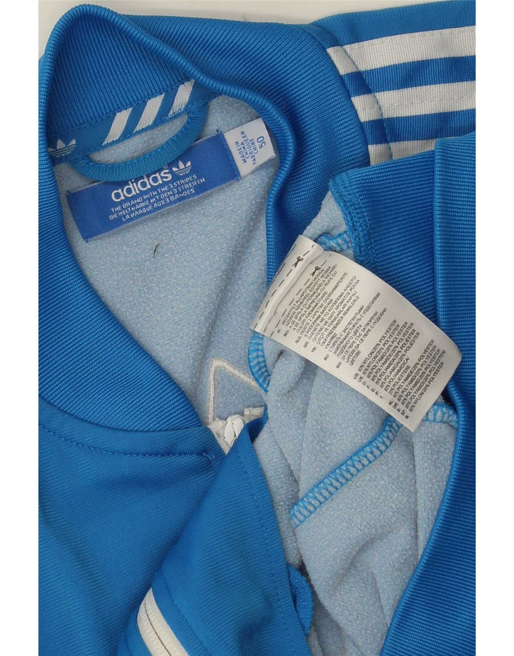 Adidas Mens Graphic Tracksuit Top Jacket IT 50 Medium Blue Nylon