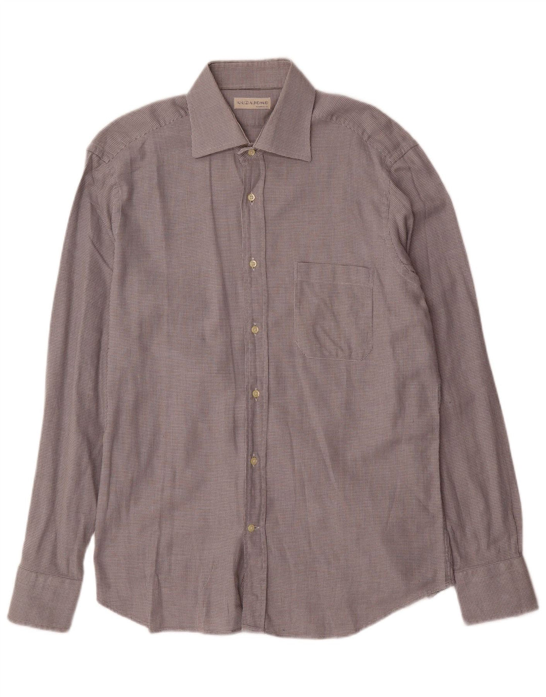 Krizia Uomo Mens Shirt Size 42 16 1/2 Large Grey Check Cotton