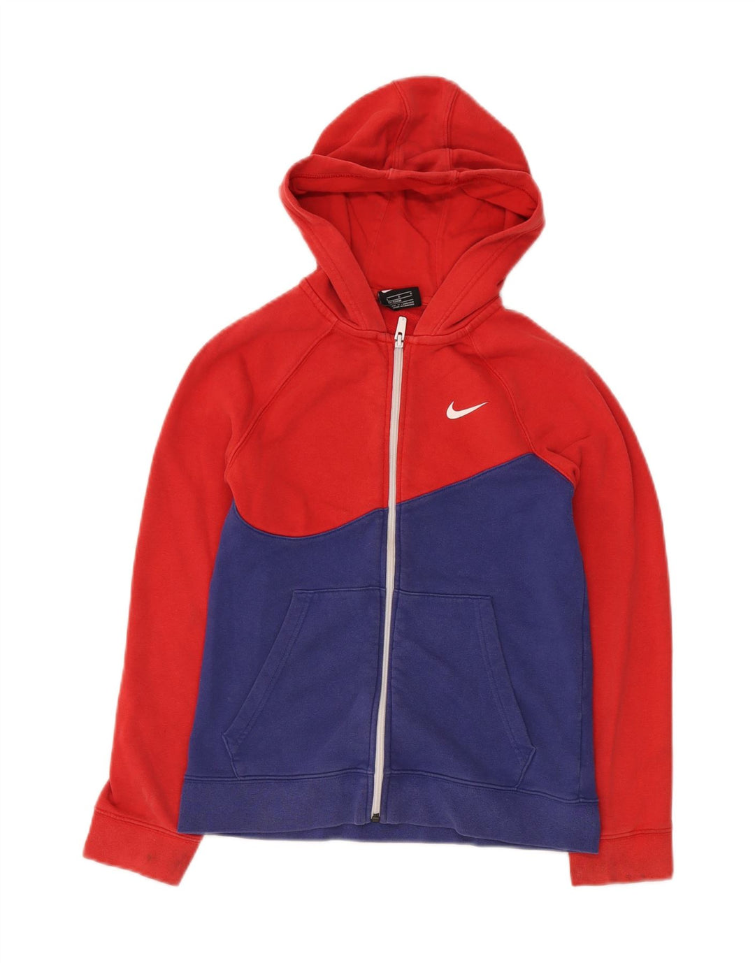 NIKE Boys Graphic Zip Hoodie Sweater 12-13 Years Large Red Colourblock