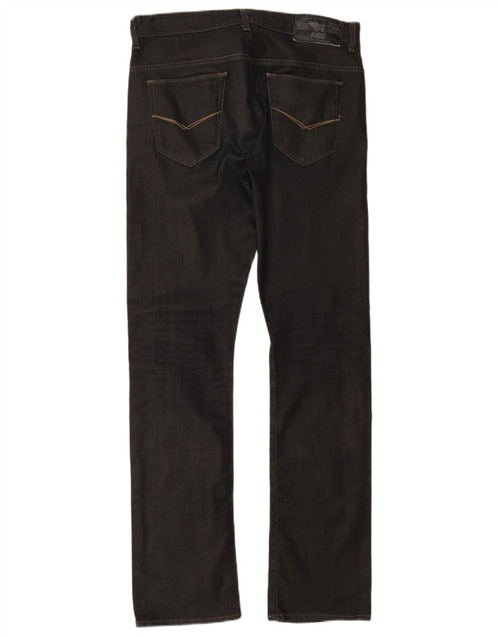 Rifle Mens Straight Jeans W34 L32 Grey Cotton