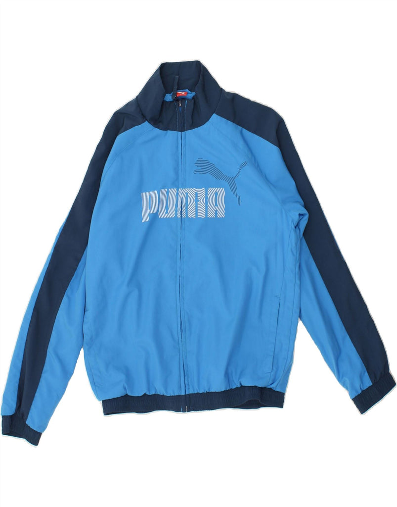 PUMA Boys Graphic Tracksuit Top Jacket 11-12 Years Blue Colourblock | Vintage Puma | Thrift | Second-Hand Puma | Used Clothing | Messina Hembry 