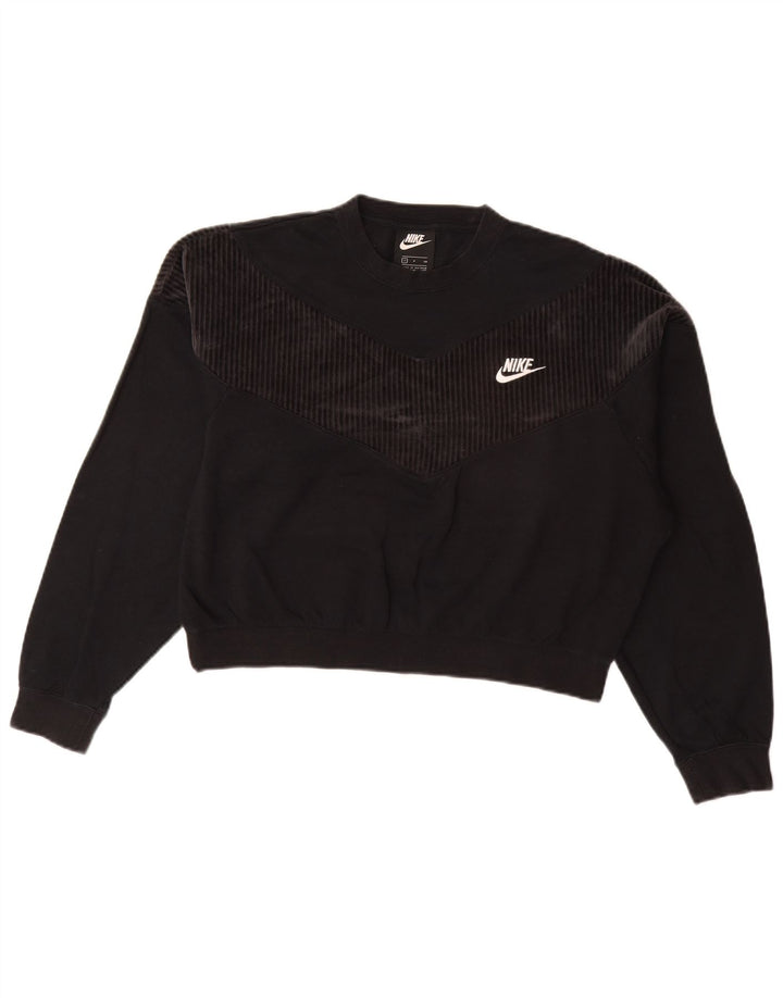 NIKE Womens Oversized Sweatshirt Jumper UK 10 Small Black Cotton