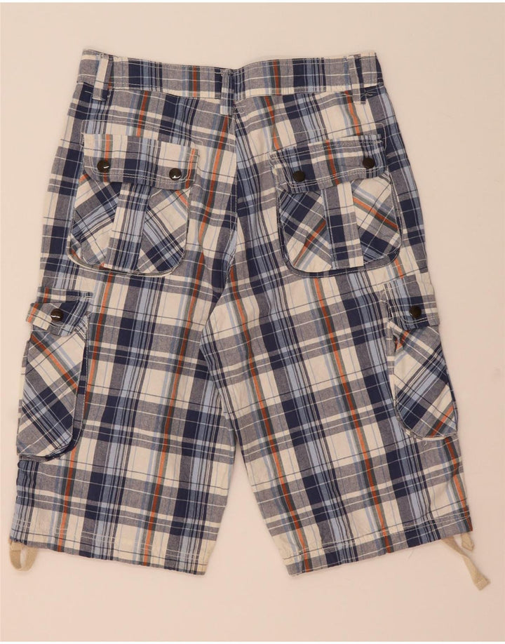 Vintage Mens Cargo Shorts W34 Large Blue Check