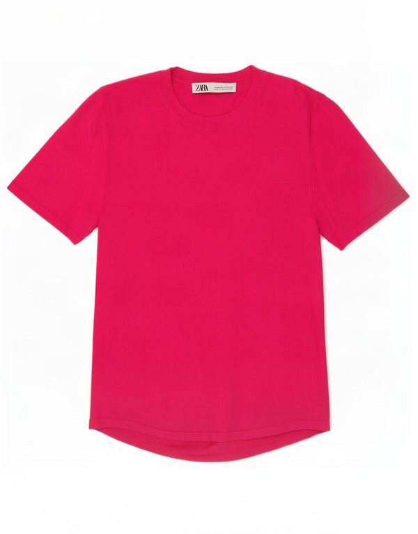 Zara Womens T-Shirt Top UK 12 Medium Pink Viscose