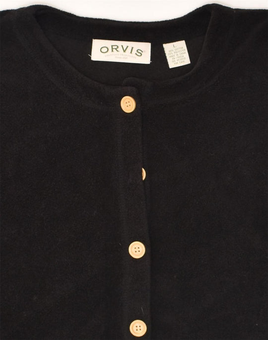 ORVIS Womens Cardigan Sweater UK 16 Large Black Cotton, Vintage &  Second-Hand Clothing Online