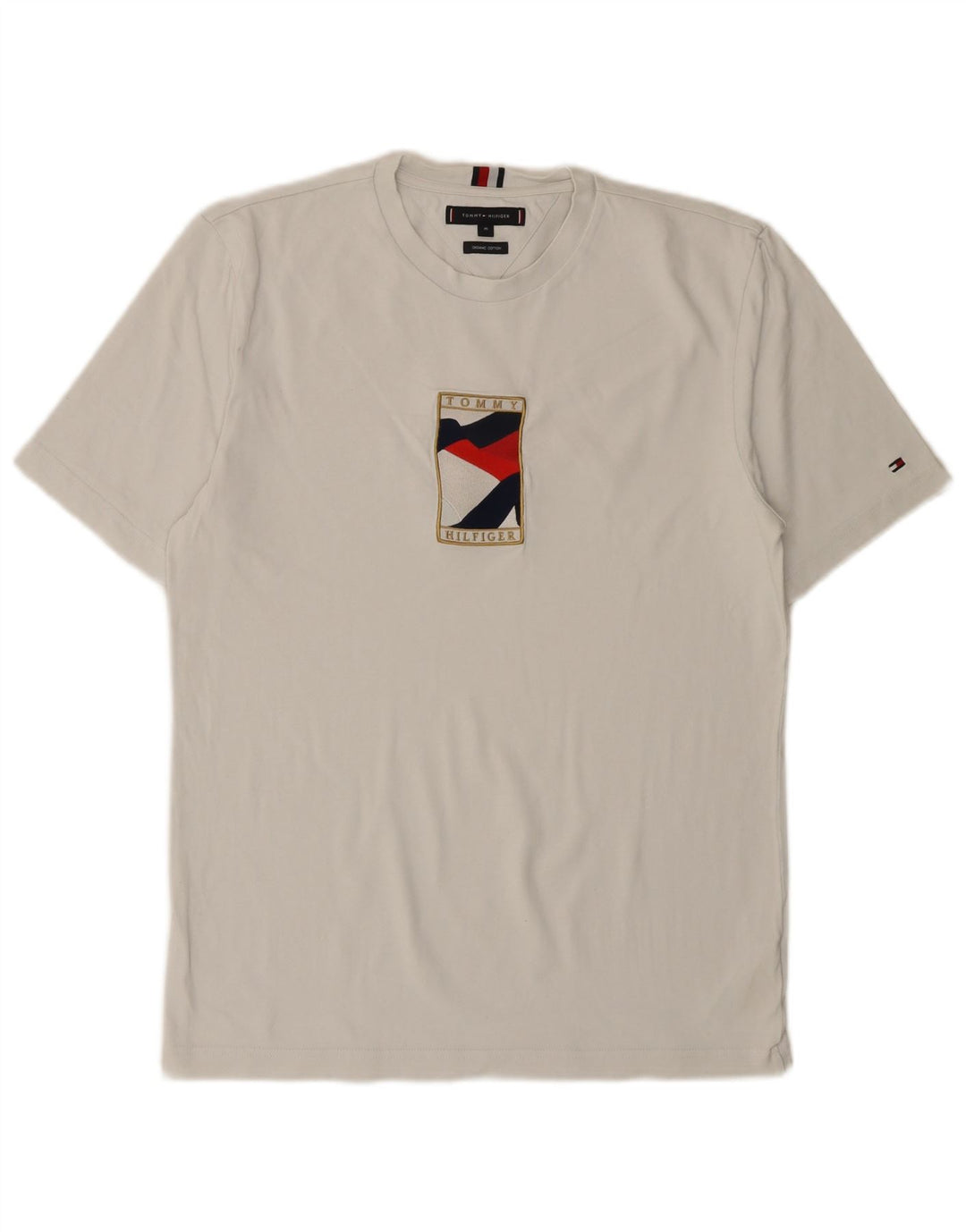 TOMMY HILFIGER Mens Graphic T-Shirt Top Medium White Cotton