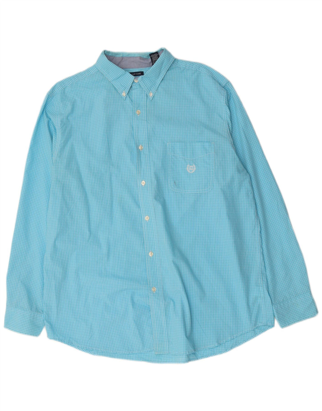 Chaps Mens Easy Care Shirt XL Blue Check Cotton