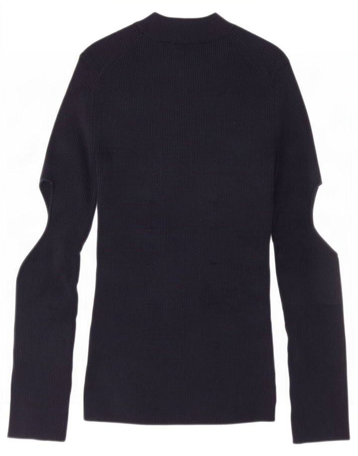 Cos Womens Turtle Neck Jumper Sweater UK 12 Medium Navy Blue Cotton