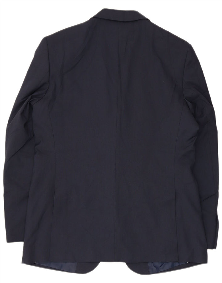 Marks & Spencer Mens 2 Button Blazer Jacket UK 40 Large Navy Blue Polyester
