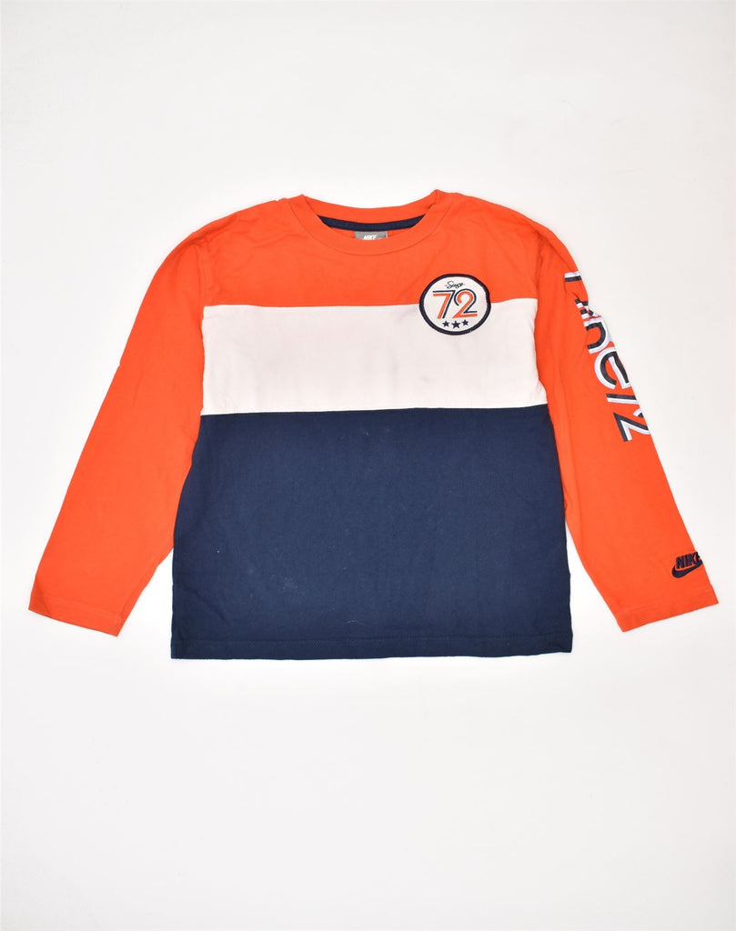 NIKE Boys Sweatshirt Jumper 8-9 Years Small Orange Colourblock Cotton | Vintage | Thrift | Second-Hand | Used Clothing | Messina Hembry 