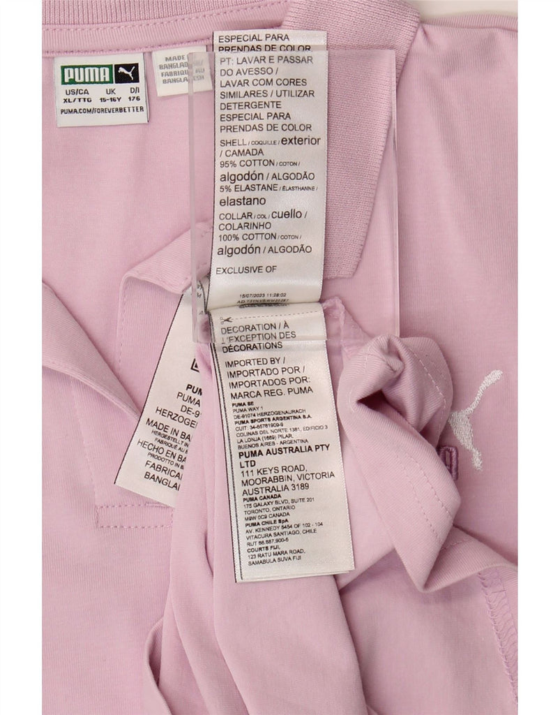 PUMA Girls Polo Dress 15-16 Years Pink Cotton Vintage Puma and Second-Hand Puma from Messina Hembry 