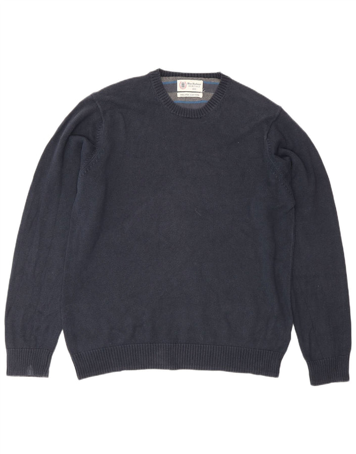 Marks & Spencer Mens Crew Neck Jumper Sweater Medium Navy Blue Cotton