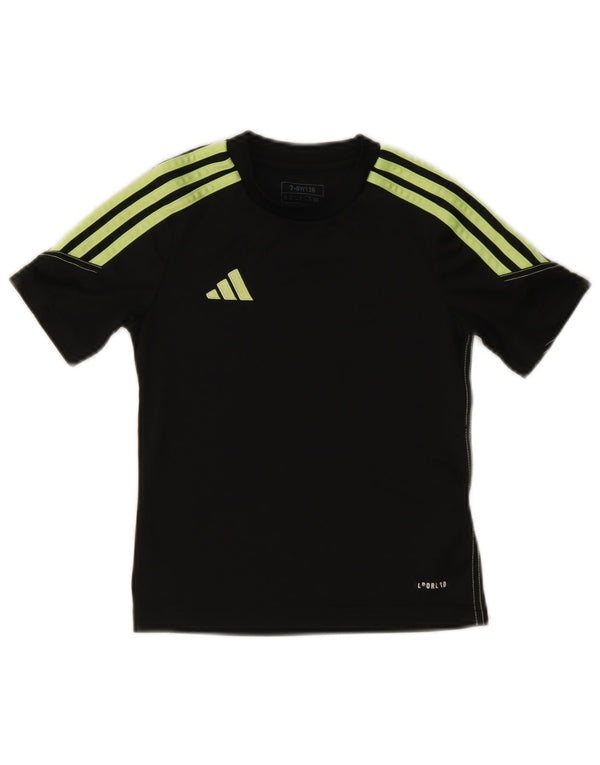 Adidas Boys T-Shirt Top 7-8 Years Black Polyester Sports