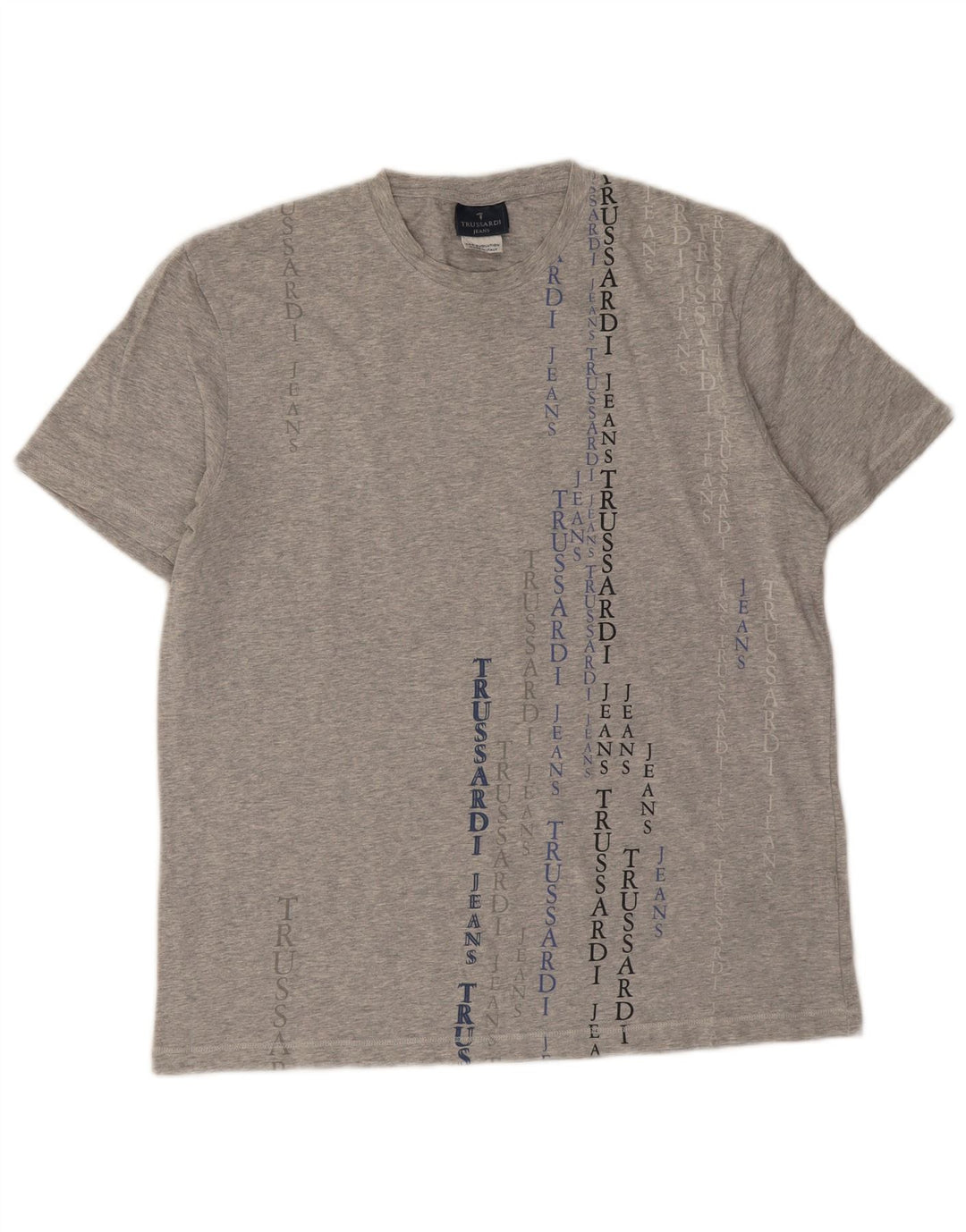 Trussardi Jeans Mens Graphic T-Shirt Top Large Grey Flecked