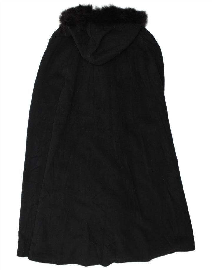 Vintage Womens Hooded Cape Coat One Size Black