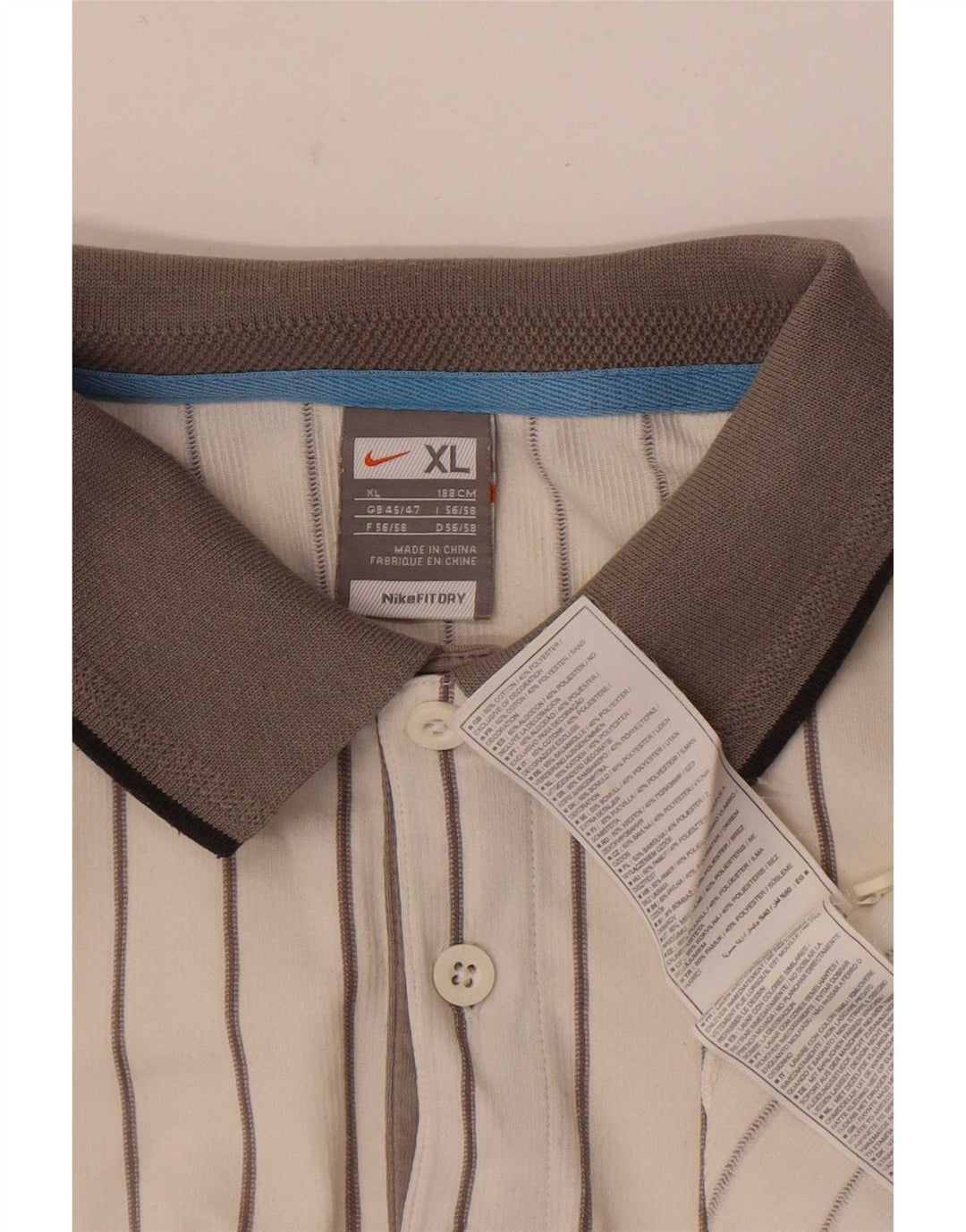 Nike Mens Polo Shirt XL White Striped Cotton