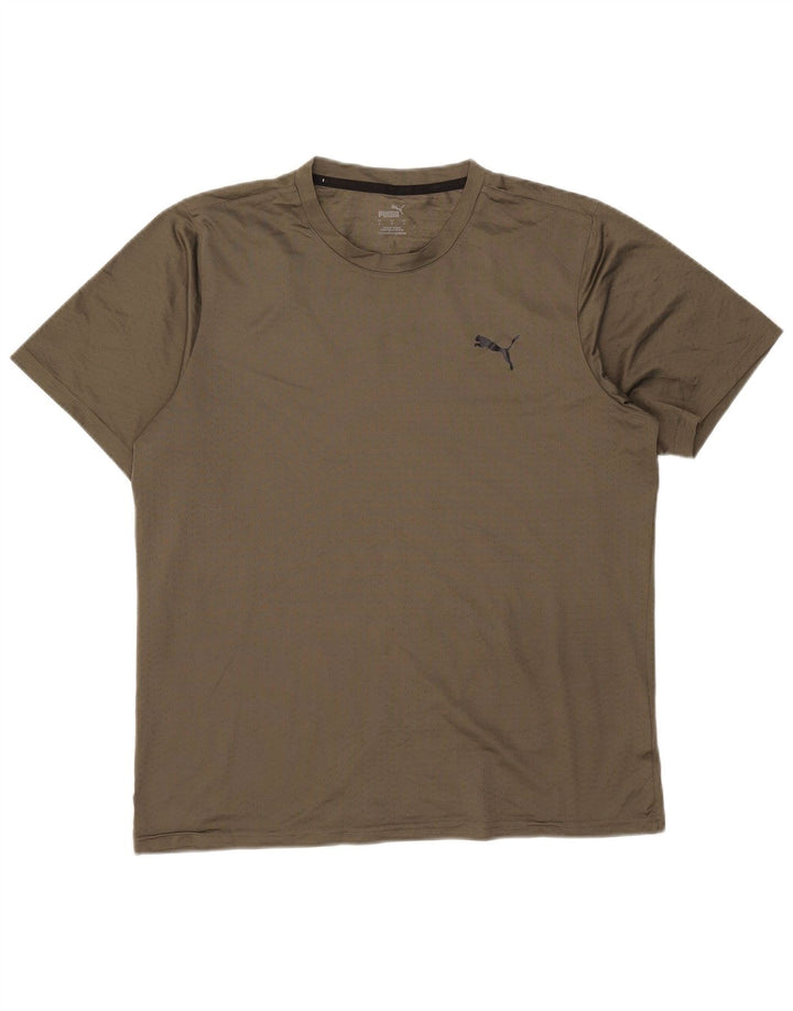 Puma Mens T-Shirt Top Large Khaki Polyester