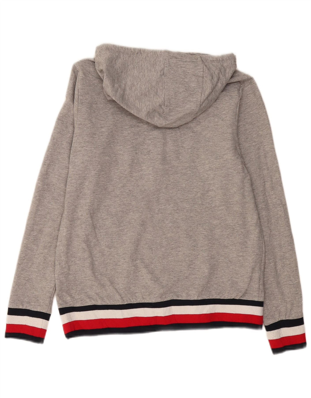 TOMMY HILFIGER Womens Graphic Hoodie Jumper UK 10 Small Grey Flecked