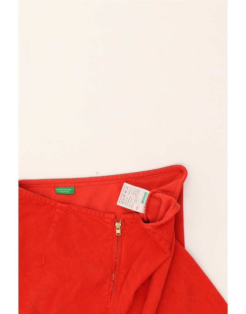 BENETTON Womens Corduroy Skirt IT 40 Small W27 Red Cotton | Vintage Benetton | Thrift | Second-Hand Benetton | Used Clothing | Messina Hembry 