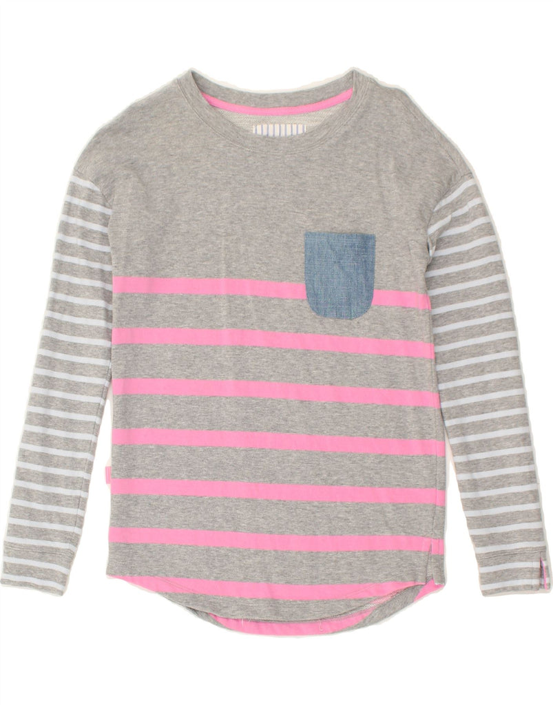 JOULES Womens Top Long Sleeve UK 6 XS Grey Striped Cotton | Vintage Joules | Thrift | Second-Hand Joules | Used Clothing | Messina Hembry 