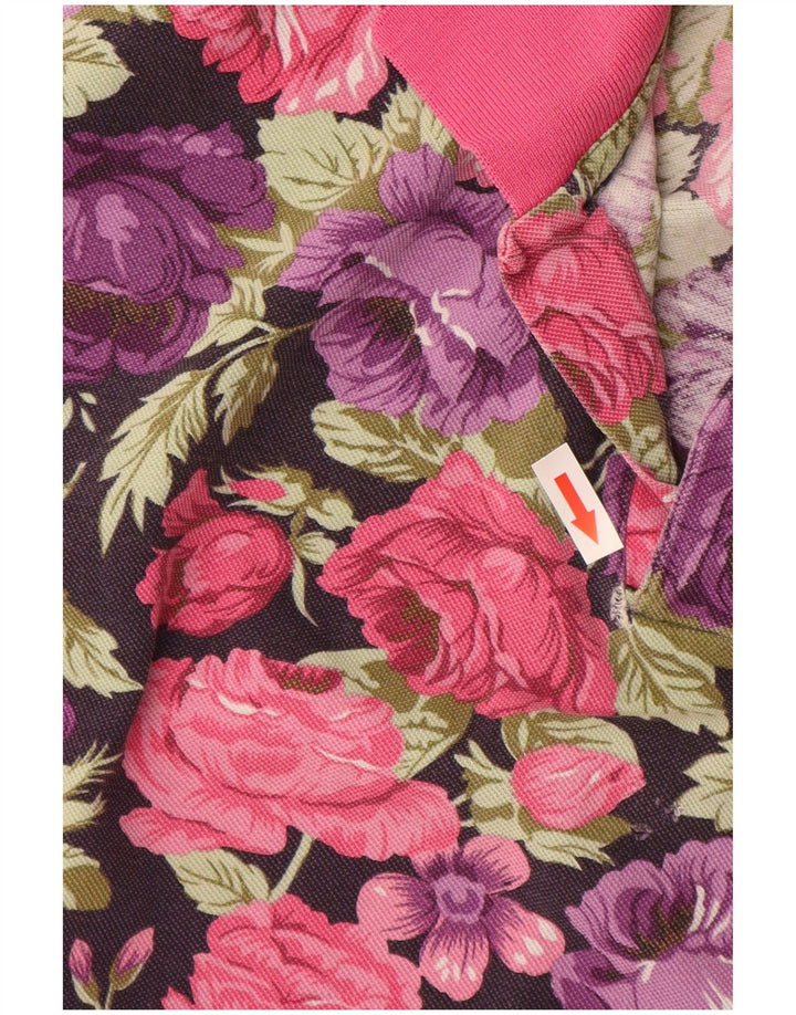 CHAMBERS Womens Polo Shirt UK 16 Large Purple Floral