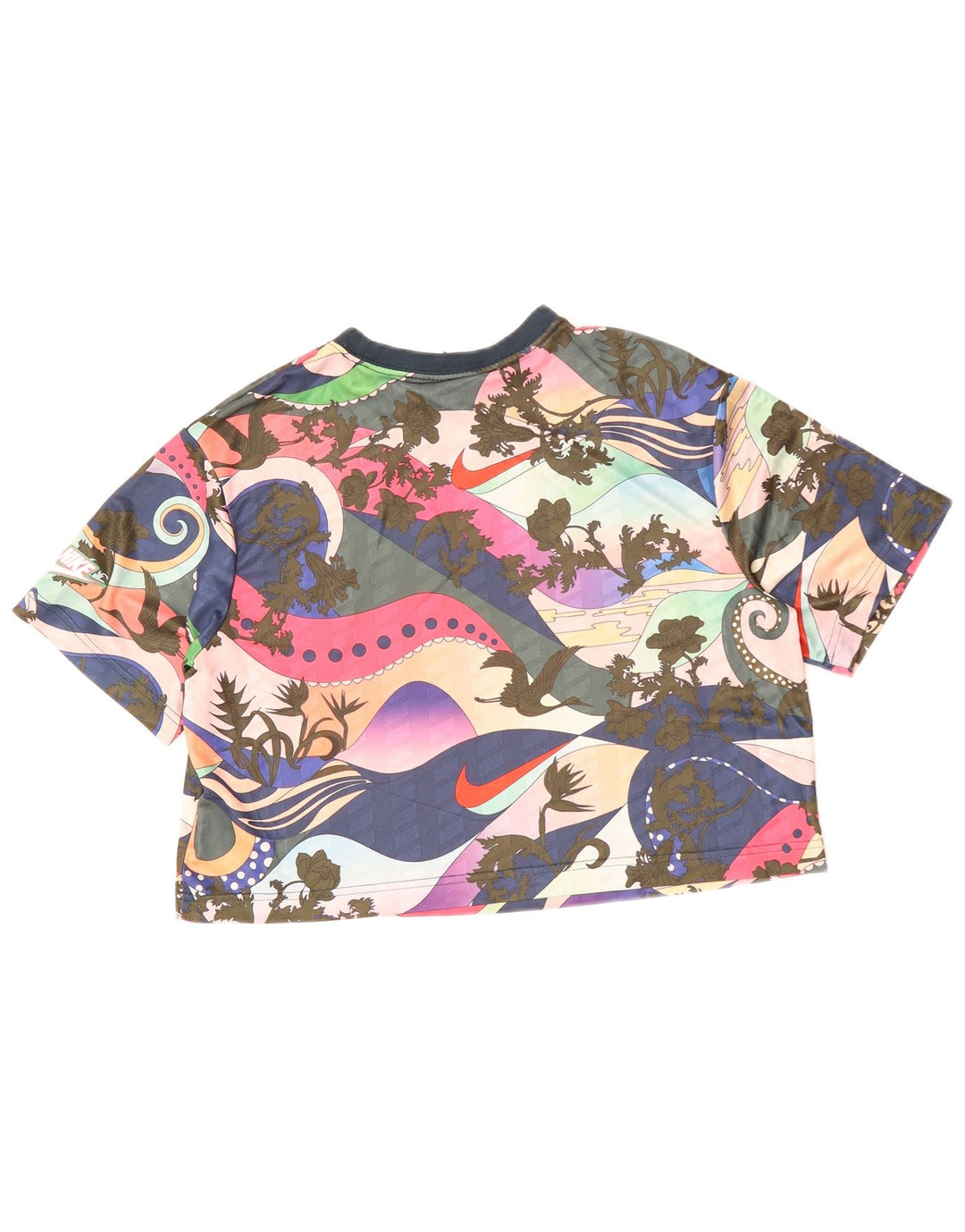 NIKE Womens Crop Graphic T-Shirt Top UK 6 XS Multicoloured Floral