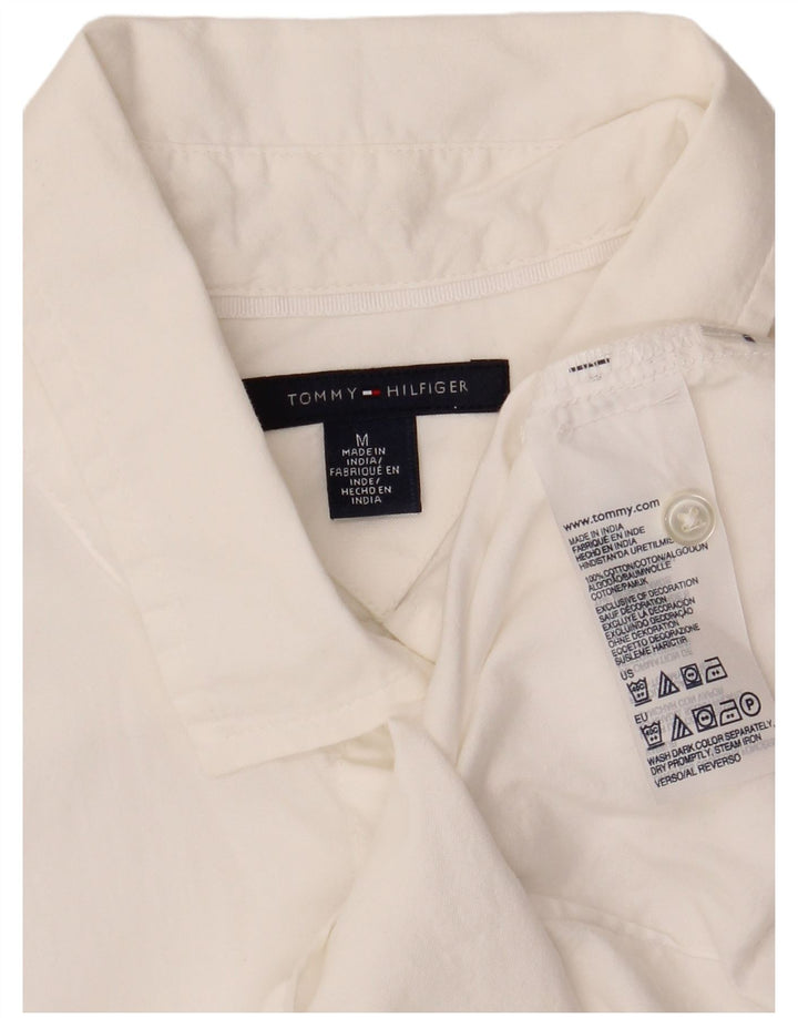 TOMMY HILFIGER Womens Short Sleeve Shirt Blouse UK 14 Medium White Cotton
