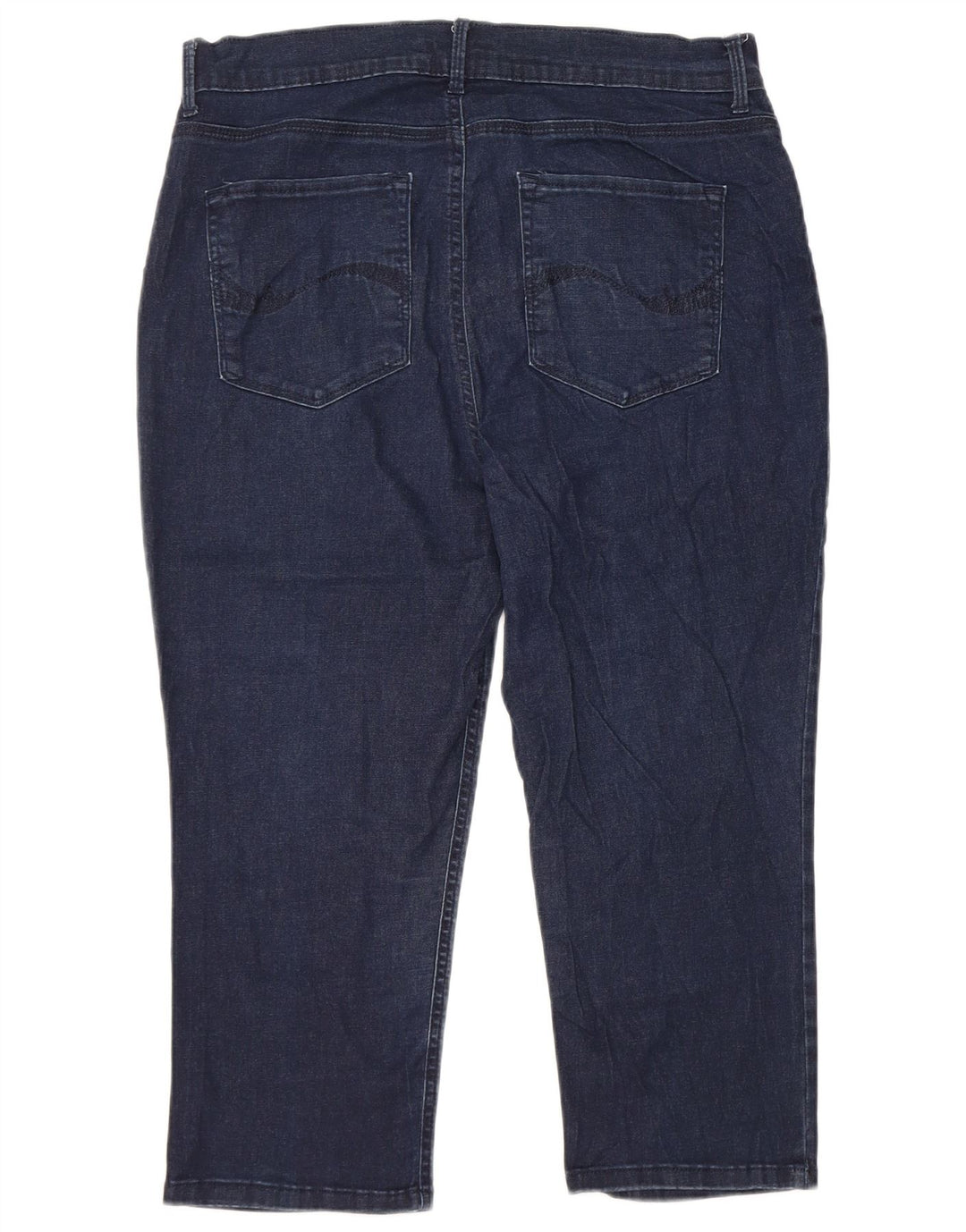 LEE Womens Easy Fit High Waist Capri Jeans US 16 2XL W34 L21 Navy Blue