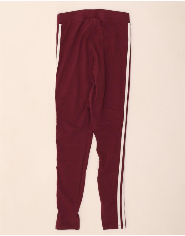 Adidas Womens Leggings UK 10 Small Burgundy Cotton