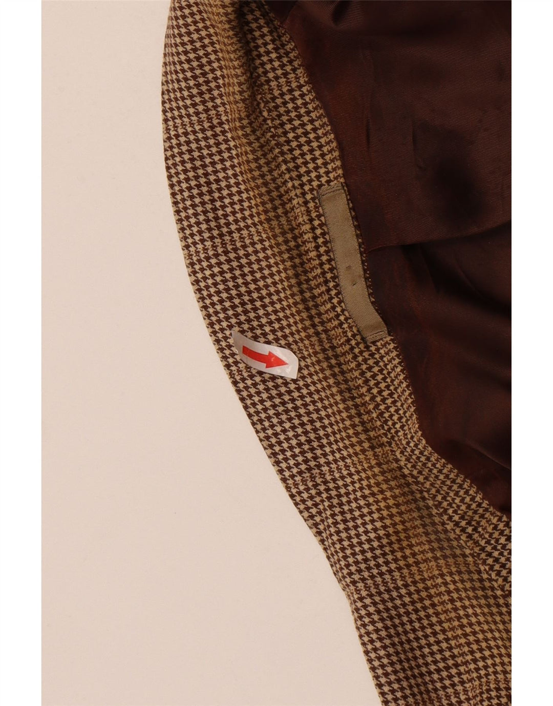 Aquascutum Mens 2 Button Blazer Jacket UK 42 XL Brown Houndstooth Wool