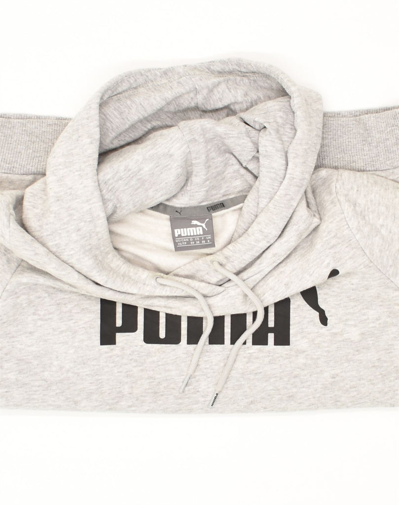 PUMA Womens Graphic Hoodie Jumper UK 8 Small  Grey Cotton | Vintage Puma | Thrift | Second-Hand Puma | Used Clothing | Messina Hembry 