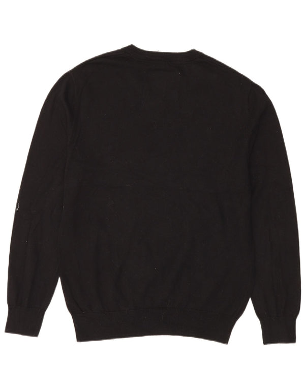 Jack Wills Mens V-Neck Jumper Sweater Large Black Cotton