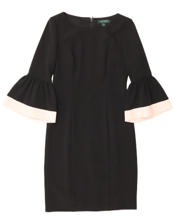 Ralph Lauren Womens 3/4 Sleeve Sheath Dress US 0 XS Black Colourblock