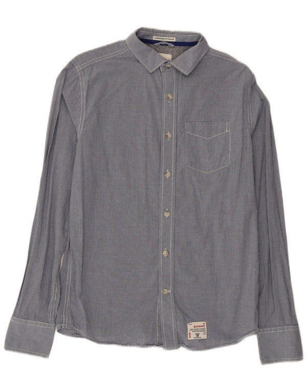 Superdry Mens Shirt Medium Navy Blue Gingham Cotton