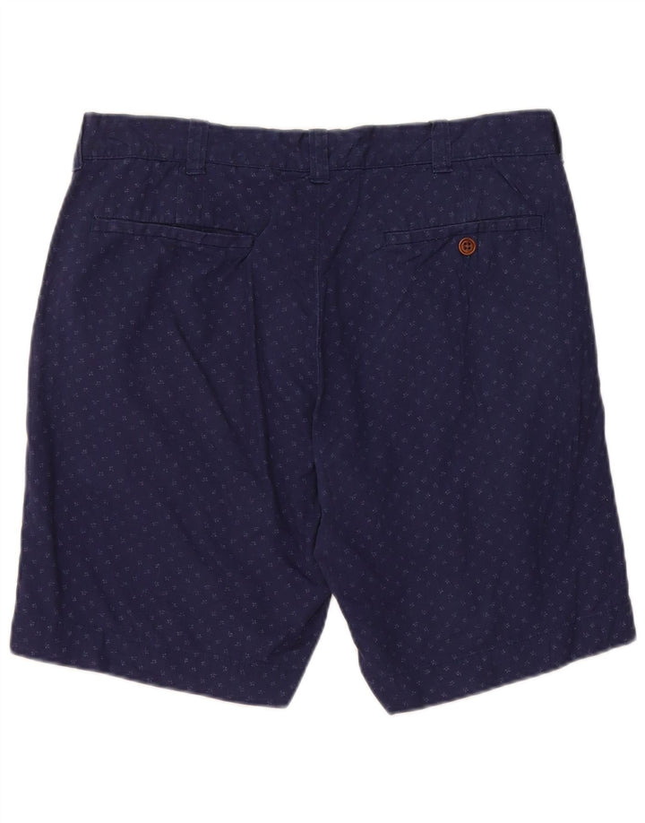 J. CREW Mens Stanton Chino Shorts W32 Medium  Navy Blue Spotted Cotton