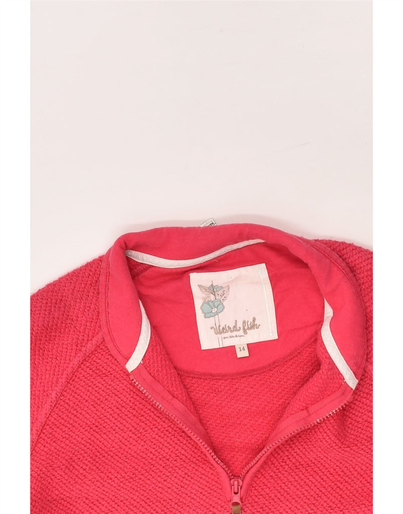 WEIRD FISH Womens Zip Neck Sweatshirt Jumper UK 14 Large Red Cotton | Vintage Weird Fish | Thrift | Second-Hand Weird Fish | Used Clothing | Messina Hembry 