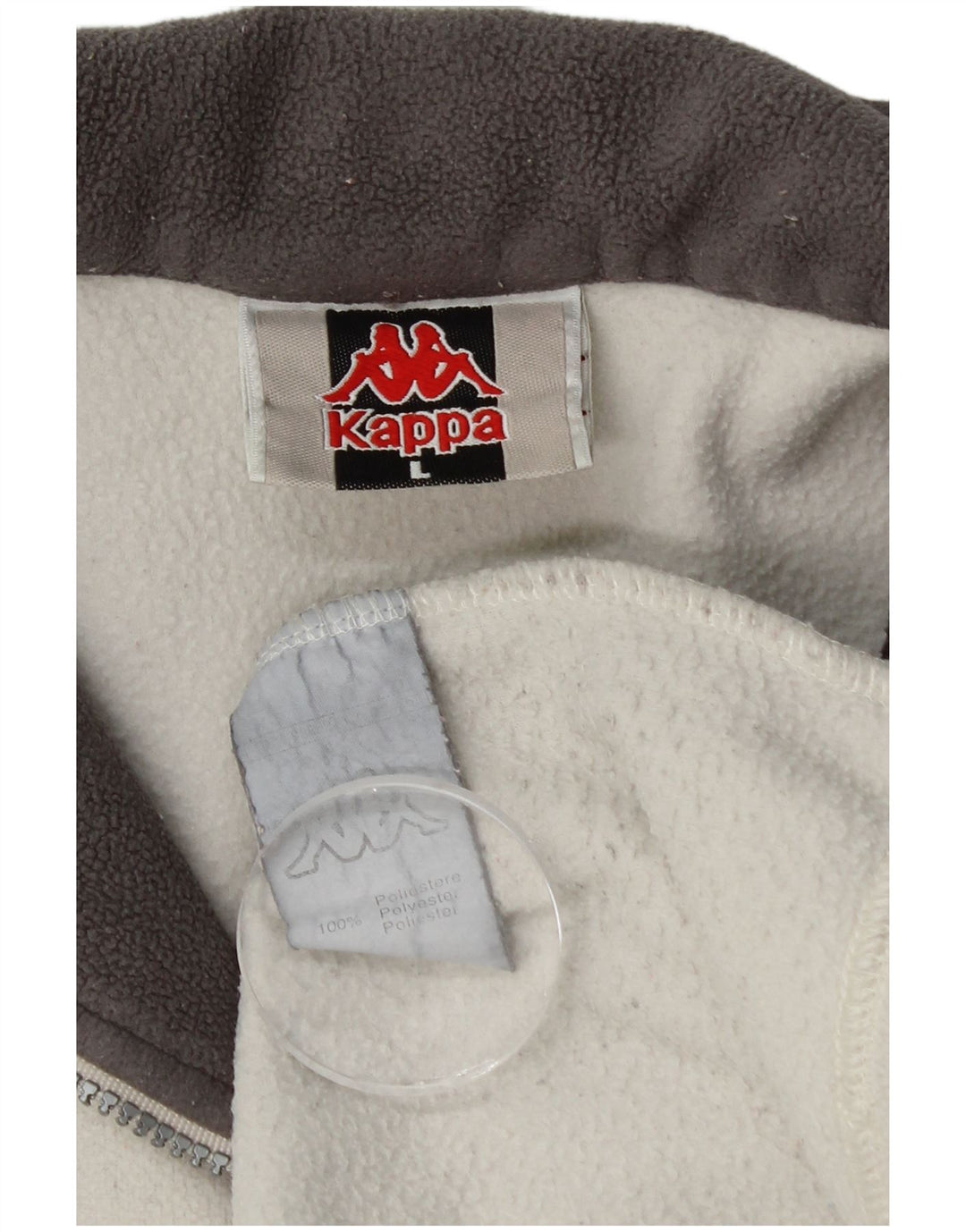 Kappa Mens Zip Neck Fleece Jumper Large Off White Polyester