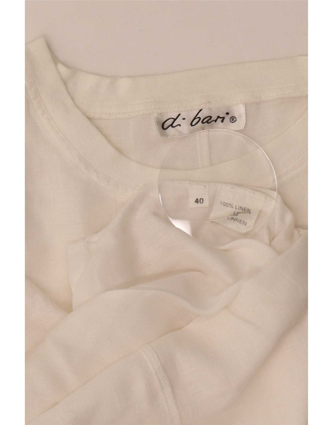 Di Bari Womens Oversized Graphic T-Shirt Top EU 40 Medium White Linen