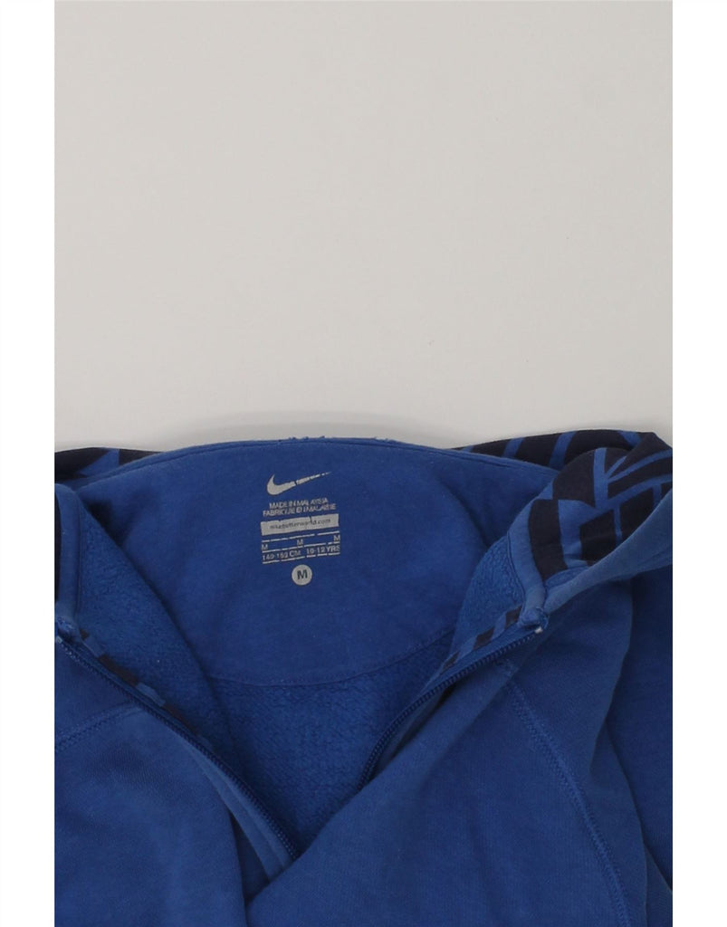 NIKE Boys Graphic Zip Hoodie Sweater 10-11 Years Medium Blue Cotton | Vintage Nike | Thrift | Second-Hand Nike | Used Clothing | Messina Hembry 